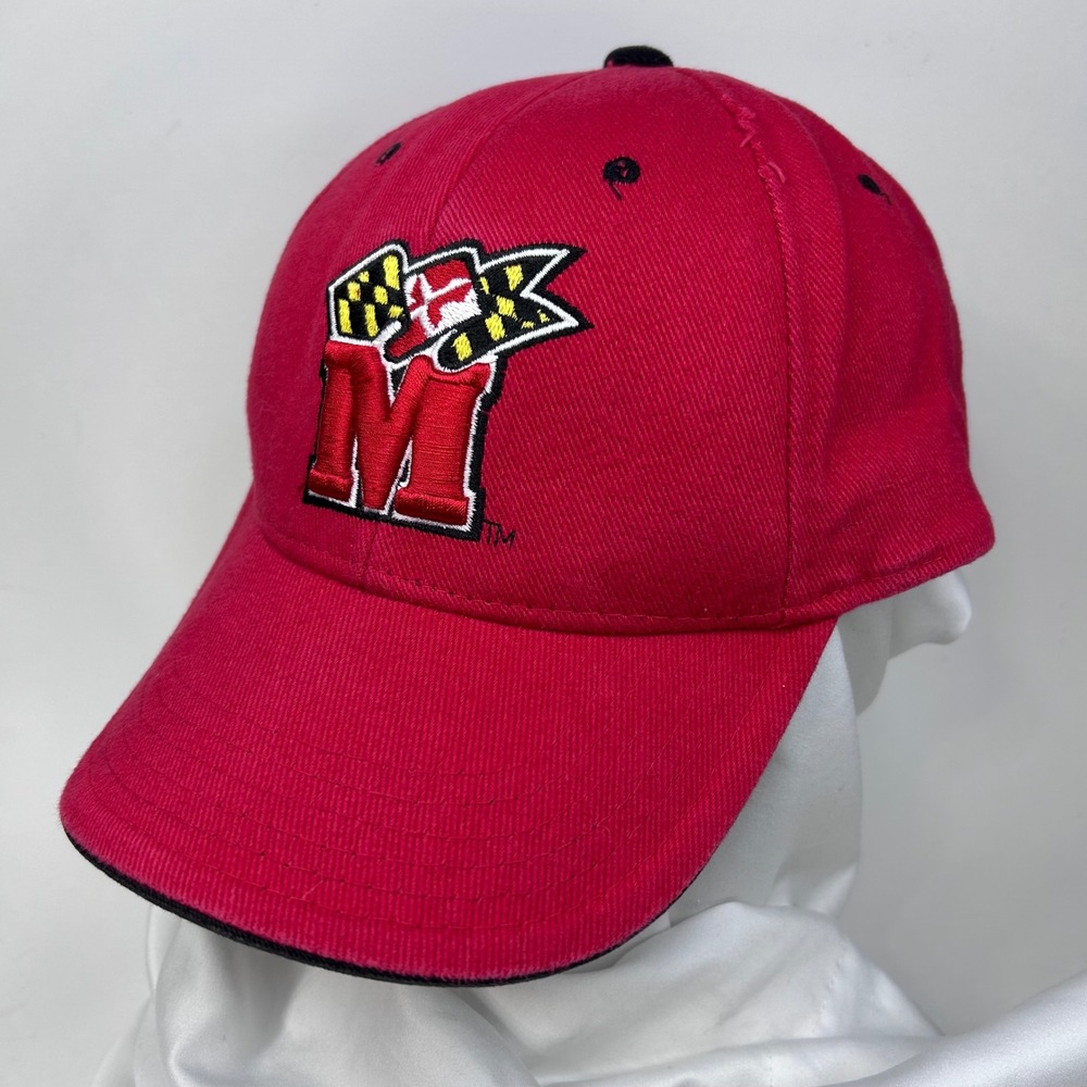 UNIVERSITY of MARYLAND TERRAPINS Baseball Hat Red Adjustable Strap Back